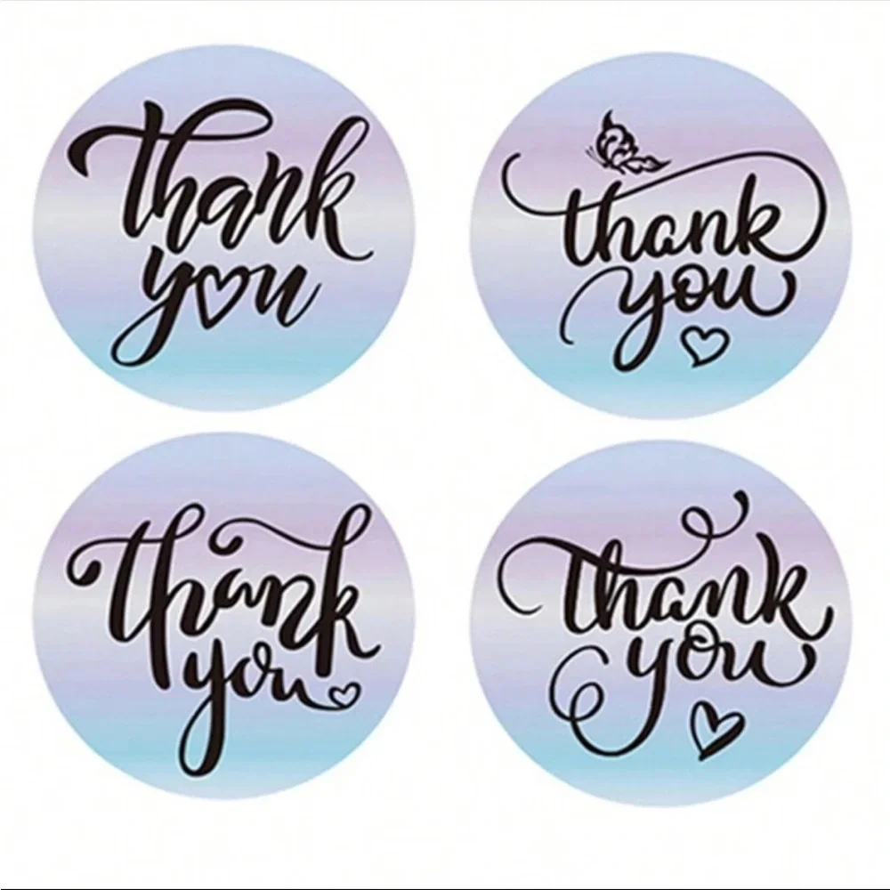 500 Count Holographic 1 inch Thank you stickers
